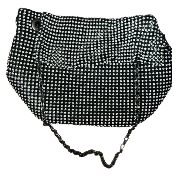 Le‎ Regale Bag Evening Purse Long Shoulder Strap Crystal Rhinestone Mesh Black - Picture 7 of 8